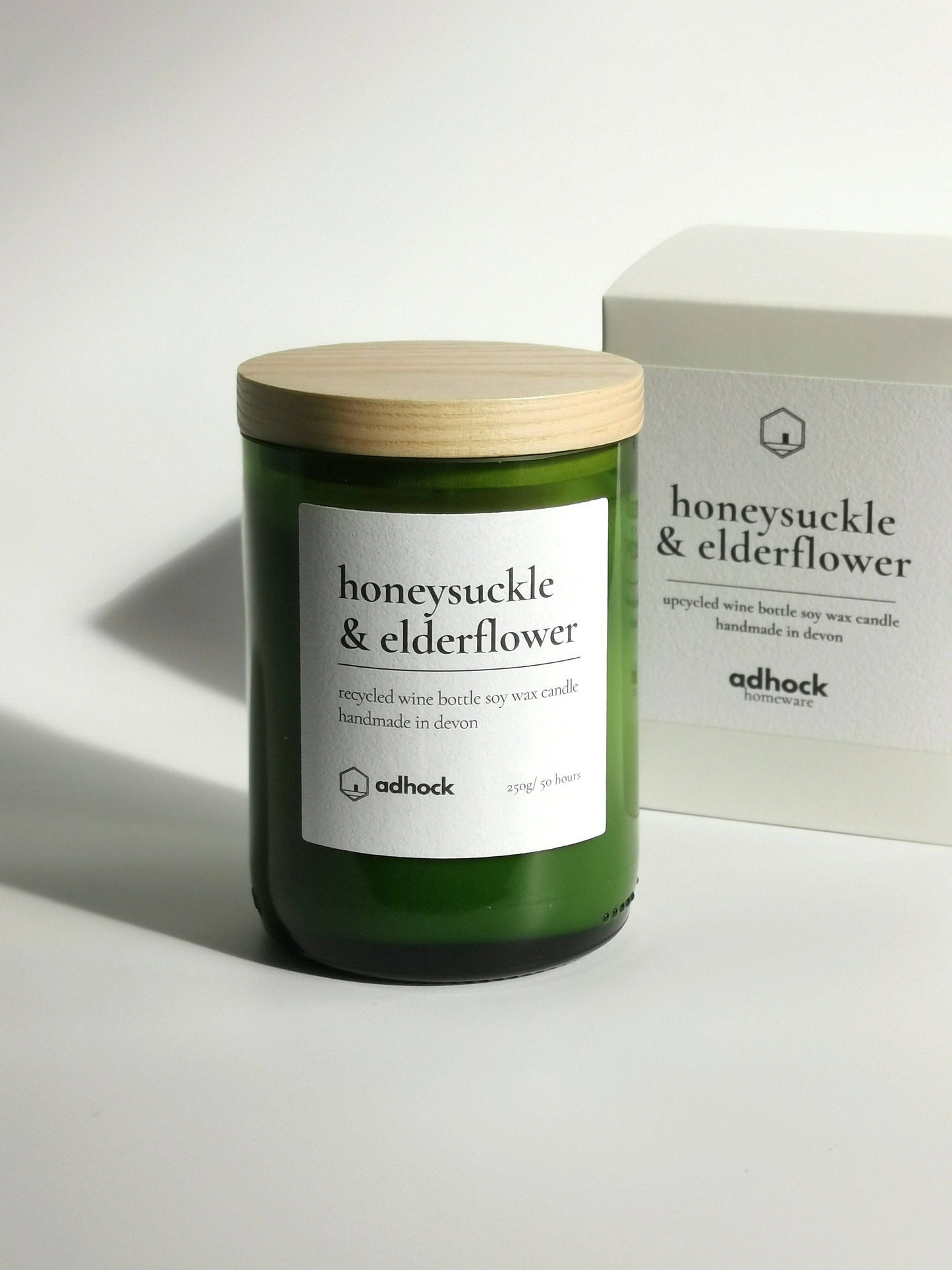 Honeysuckle & Elderflower Wine Bottle Candle: Honeysuckle & Elderflower / Green