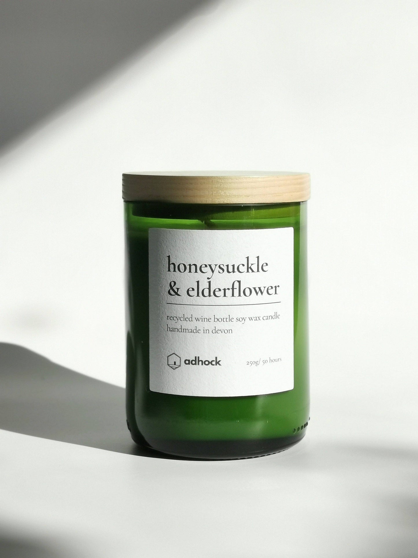 Honeysuckle & Elderflower Wine Bottle Candle: Honeysuckle & Elderflower / Green