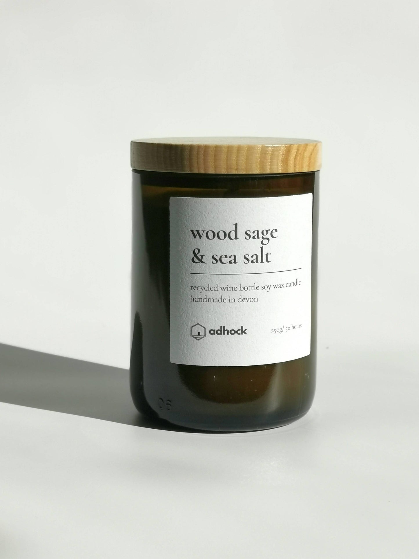 Wood Sage & Sea Salt Wine Bottle Candle: Green