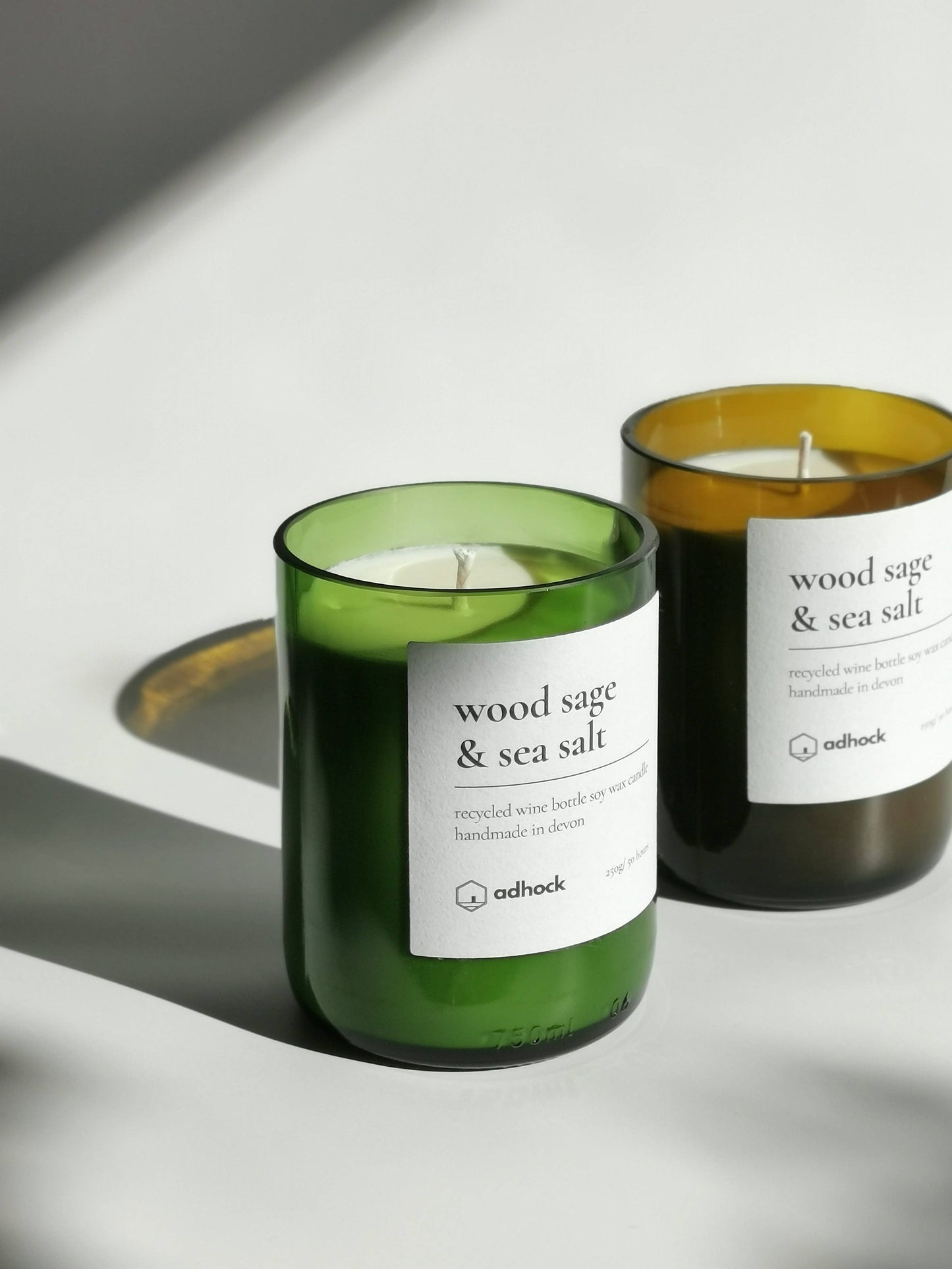 Wood Sage & Sea Salt Wine Bottle Candle: Brown