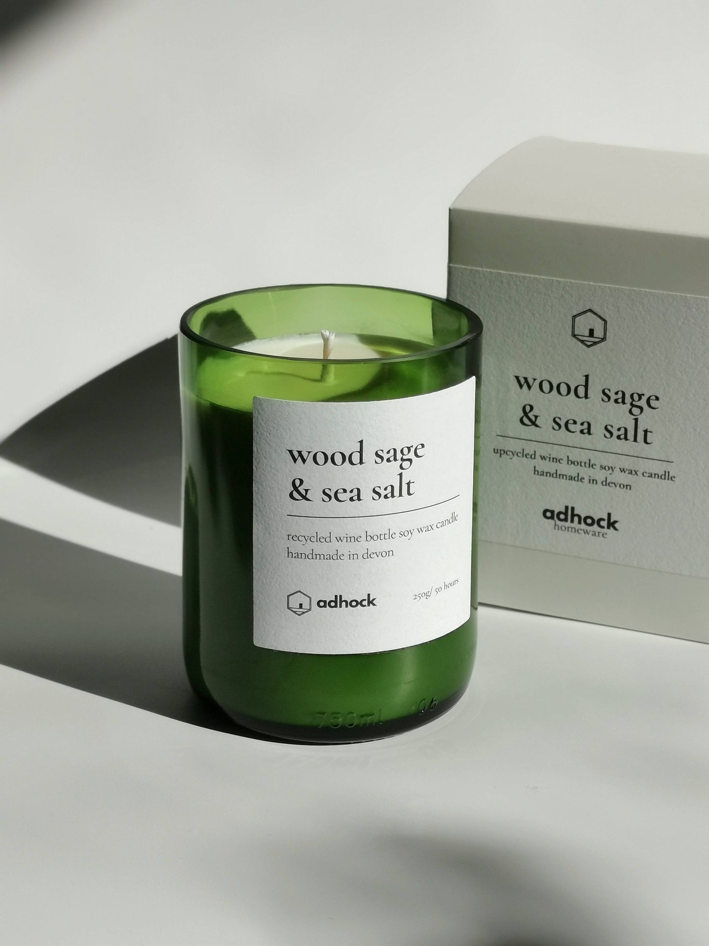 Wood Sage & Sea Salt Wine Bottle Candle: Brown