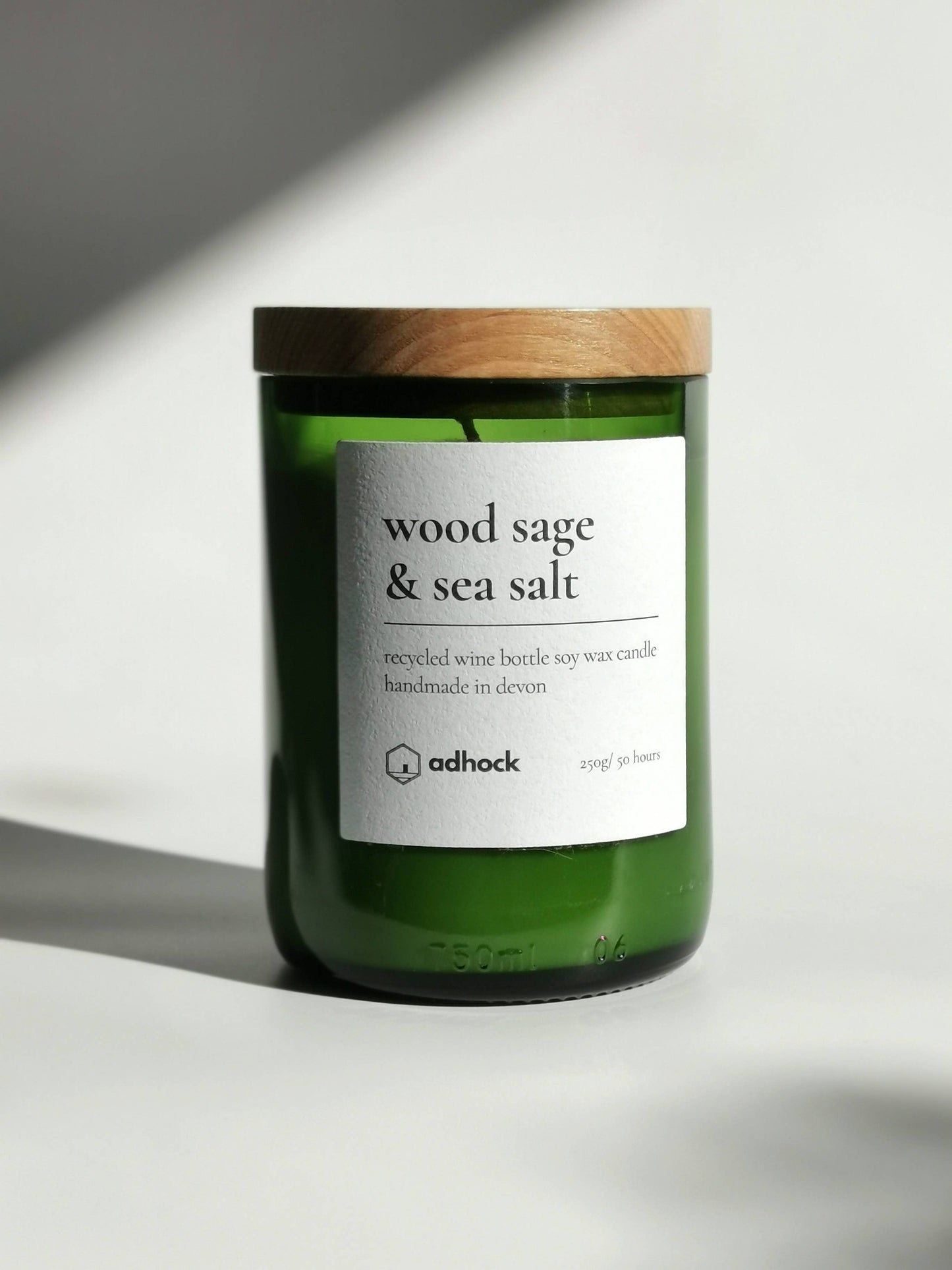 Wood Sage & Sea Salt Wine Bottle Candle: Brown