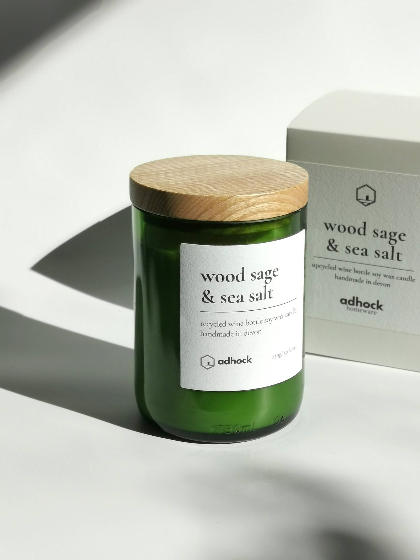 Wood Sage & Sea Salt Wine Bottle Candle: Brown