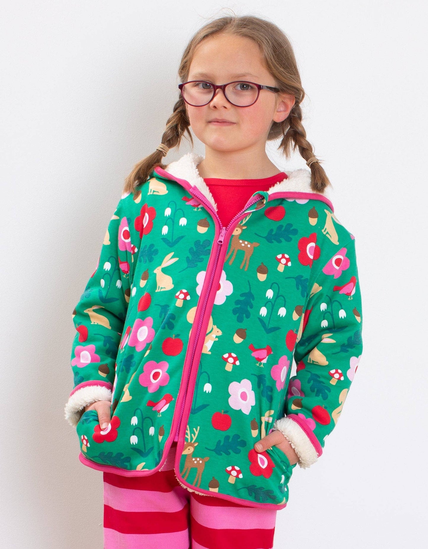 Organic Forest Adventure Fleece Applique Hoodie: 12-18m 86cm