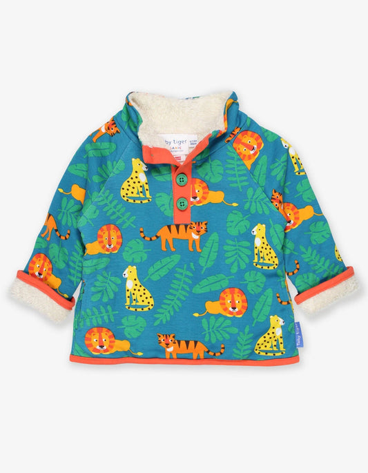 Organic Wild Cats Print Cosy Fleece Sweatshirt: 12-18m 86cm