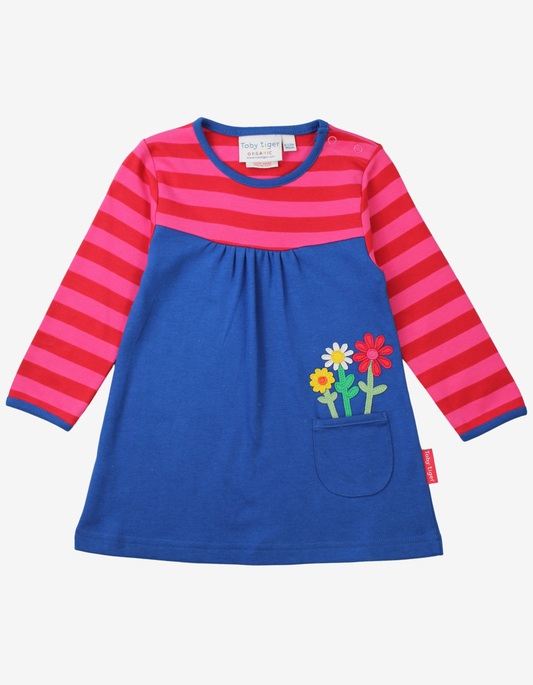 Organic Floral Applique Long-Sleeved Dress: 12-18m 86cm