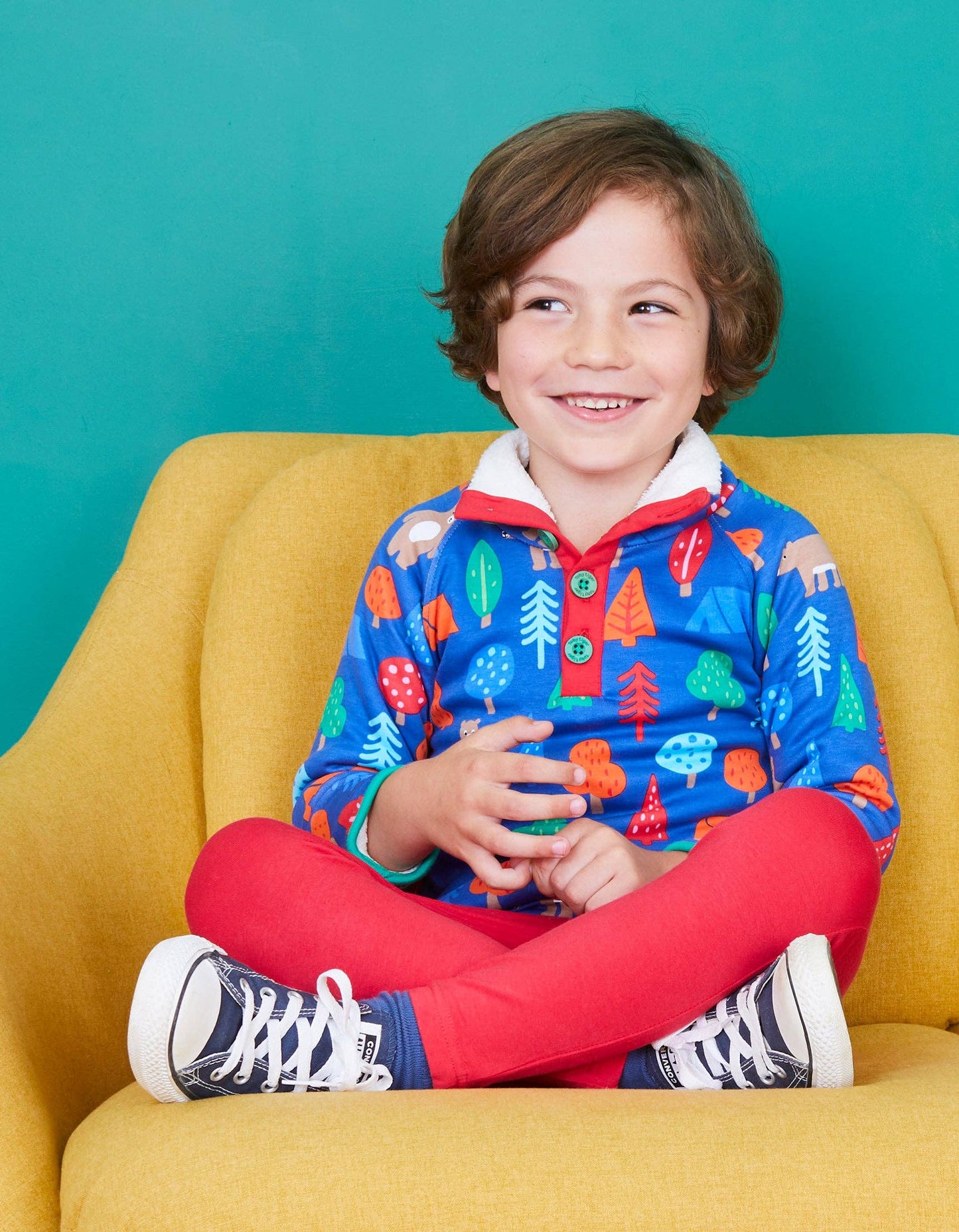 Organic Camping Bear Print Cosy Fleece Sweatshirt: 2-3y / 98cm