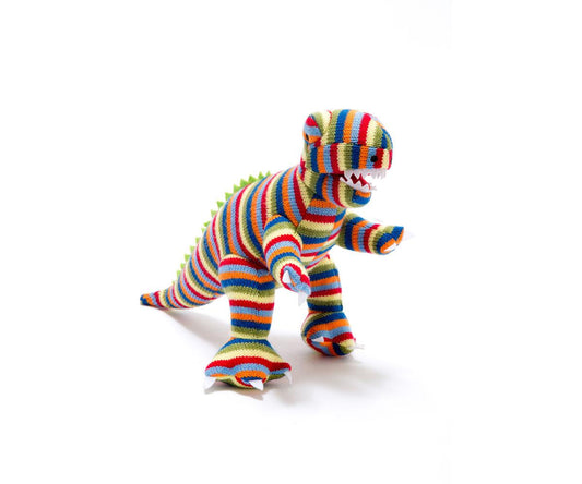Multi Stripe T Rex Soft Toy