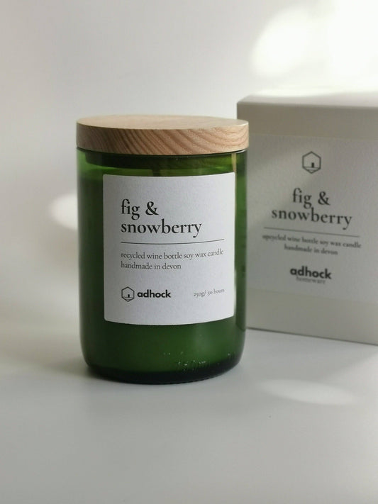 Fig & Snowberry Wine Bottle Candle: Fig & Snowberry / Brown