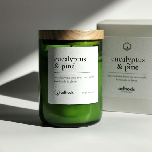 Eucalyptus & Pine Wine Bottle Candle: Brown